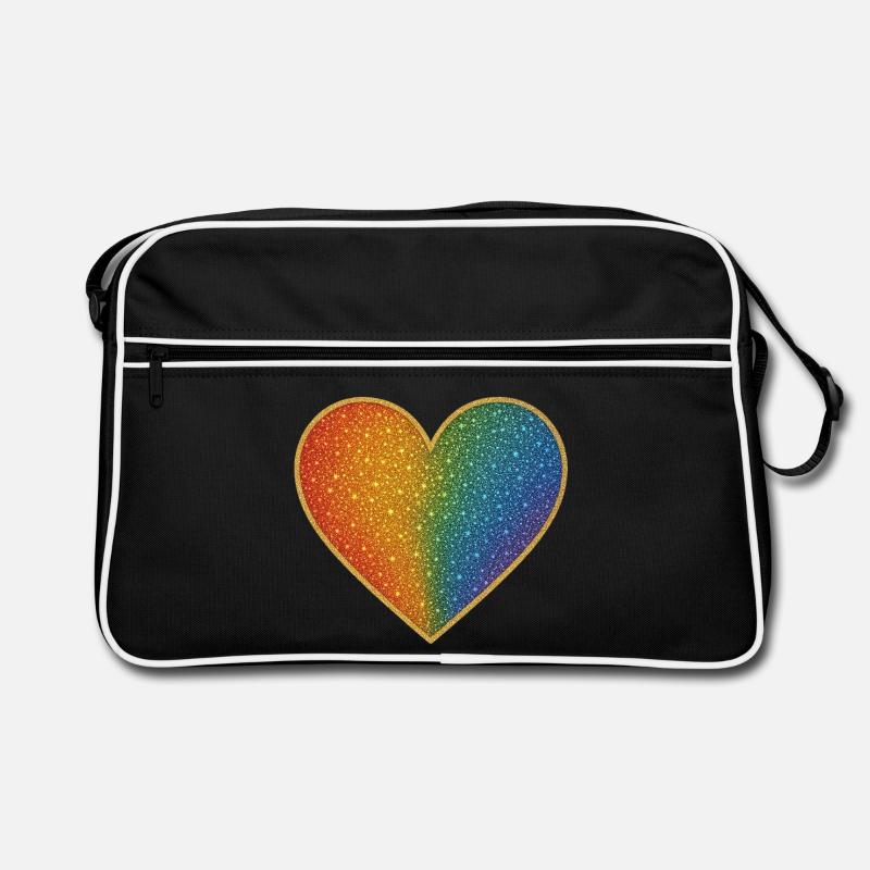 Sparkling rainbow heart design Retro Bag