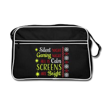Silent Night Gaming Night All Calm Screens Bright - Retro Bag - black/white - Front