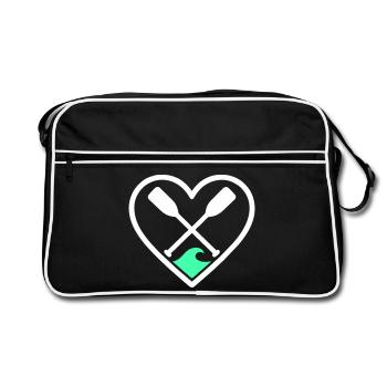 Canoe Kayak Heart Paddles Wave Outdoor Sport - Retro Bag - black/white - Front