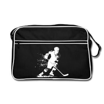 Energetische Eishockeygestaltung – Eishockey - Retro Tasche - Schwarz/Weiß - Vorne
