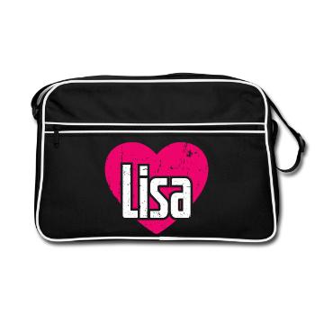 I Love Lisa Pink Heart I Love Lisa - Retro Bag - black/white - Front