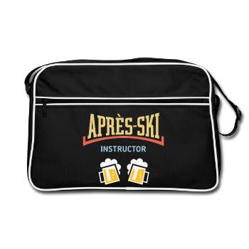 Après-Ski Instructor (Bier Apres Ski Konkav / 5C) - Retro Tasche - Schwarz/Weiß - Vorne