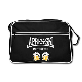 Après-Ski Instructor (Bier Apres Ski Konkav NEG2C) - Retro Tasche - Schwarz/Weiß - Vorne