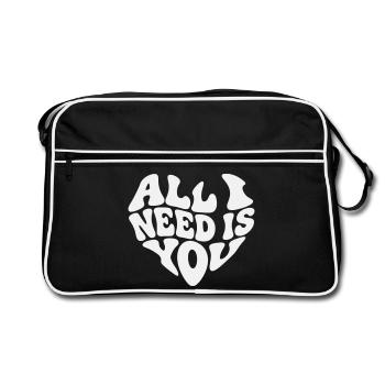 Tout ce dont j’ai besoin, c’est toi - Valentine White Heart - Sac Retro - noir/blanc - Devant