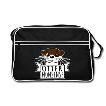 Otter Nonsense Funny Pun Otter Love Saying - Retro Bag - black/white - Front