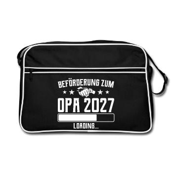 Beförderung zum Opa 2027 Loading Geschenk - Retro Tasche - Schwarz/Weiß - Vorne