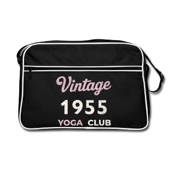 Vintage 1955 Yoga Club Année de naissance rétro Vintage - Sac Retro - noir/blanc - Devant
