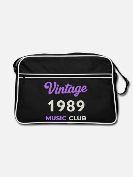 Vintage 1989 Music Club Retro Année de naissance vintage - Sac Retro - noir/blanc - Devant