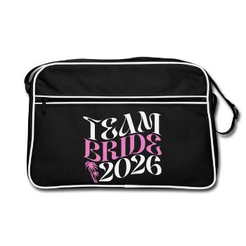 Team Bride Hen Party Bachelorette Party 2026 - Retro Bag - black/white - Front