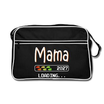Maman 2027 chargeant grossesse de future mère - Sac Retro - noir/blanc - Devant