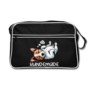 Hundemüde Jack Russel terrier Jack russel besitzer - Retro Tasche - Schwarz/Weiß - Vorne