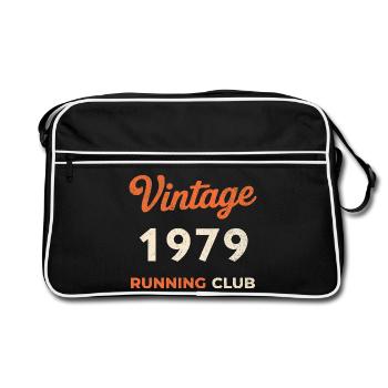 Idée cadeau d’anniversaire vintage du club de course à pied 1979 - Sac Retro - noir/blanc - Devant