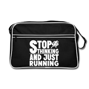Marathon Runner Stop Thinking Just Running Gift - Retro Bag - black/white - Front