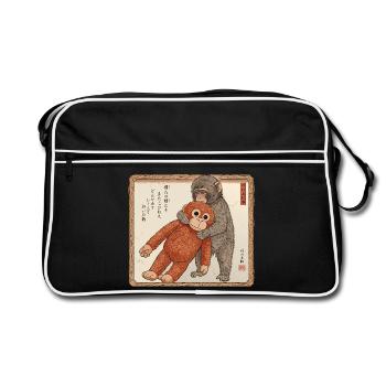 Ukiyo-e Baby Monkey Punch - Retro Tasche - Schwarz/Weiß - Vorne