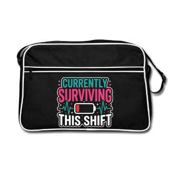Night Shift Nurse, Tired - Retro Bag - black/white - Front