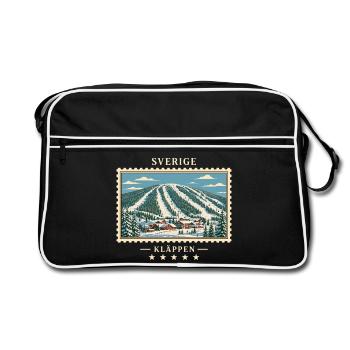 Schweden Kläppen Winter Vintage Reisemarke - Retro Tasche - Schwarz/Weiß - Vorne