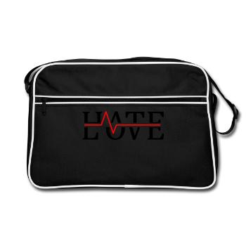 Hate Love hate love heartbeat gift idea - Retro Bag - black/white - Front