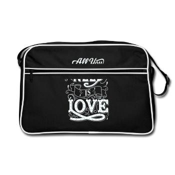 Alles was du brauchst ist Liebe - Retro Tasche - Schwarz/Weiß - Vorne
