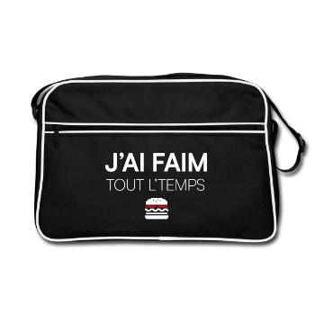 J’AI FAIM. TOUT LE TEMPS. | Humour - Sac Retro - noir/blanc - Devant