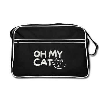 Humorous cat joke with handwritten style - Retro Bag - black/white - Front