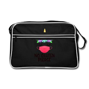 No Gluten Please Cute Unicorn Wearing Face Mask - Retro Bag - black/white - Front