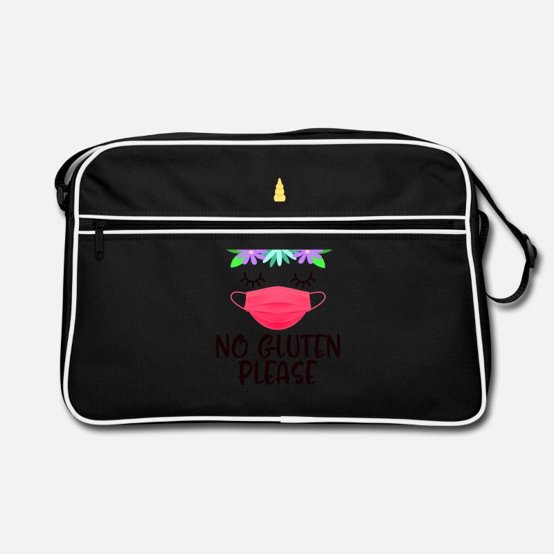 No Gluten Please Cute Unicorn Wearing Face Mask Retro Bag