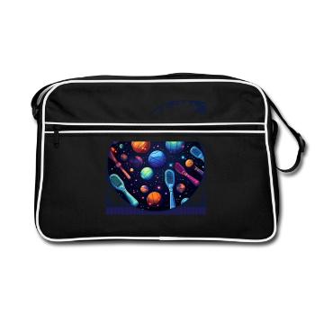 Pagaies de pickleball sur le thème de l’espace galaxie cosmique - Sac Retro - noir/blanc - Devant