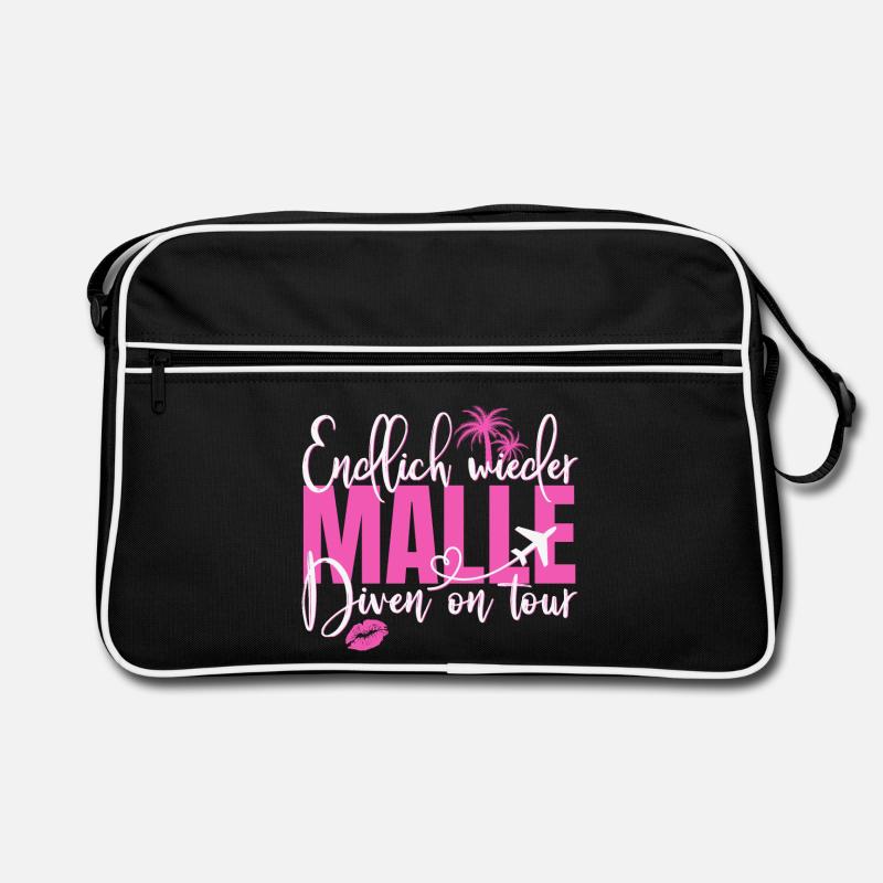 Mallorca Spruch Endlich Wieder Malle Diven On Tour - Retro Tasche - Schwarz/Weiß