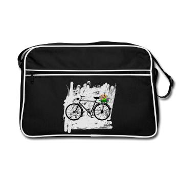 vélo fleurs cycliste - Sac Retro - noir/blanc - Devant