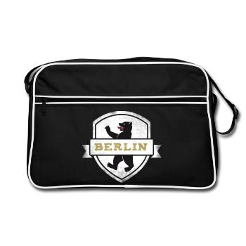 berlin bear coat of arms capital germany wall tri - Retro Bag - black/white - Front