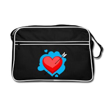 Coeur avec flèche et détails affectueux - Sac Retro - noir/blanc - Devant