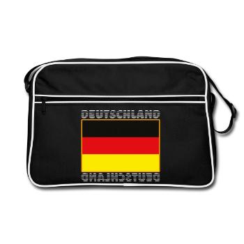 Deutschlandflagge - Deutschland WM / EM Fussball - Retro Tasche - Schwarz/Weiß - Vorne