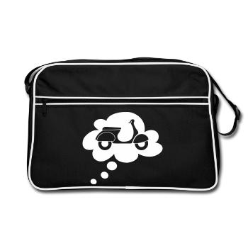 Roller urlaubsreif Denkblase Italien Sprechblase - Retro Tasche - Schwarz/Weiß - Vorne