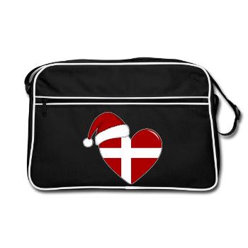 Coeur de Noël drapeau Danemark - Sac Retro - noir/blanc - Devant