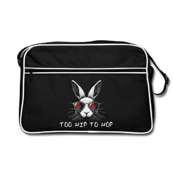 Too Hip To Hop Easter Bunny Funny Sayings Easter - Retro Bag - black/white - Front