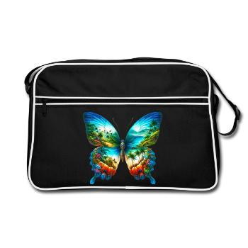 Schmetterling - Retro Tasche - Schwarz/Weiß - Vorne