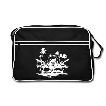 Flugzeug Zeichnung - Retro Tasche - Schwarz/Weiß - Vorne