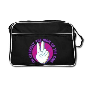 Interprète en langue des signes ASL - Sac Retro - noir/blanc - Devant