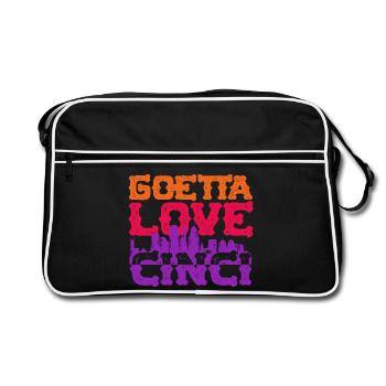 Goetta Love Cinci Wurst - Retro Tasche - Schwarz/Weiß - Vorne