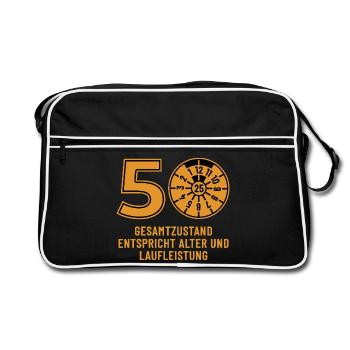 HU December 2025 - 50 Years - Birthday Gift - Retro Bag - black/white - Front