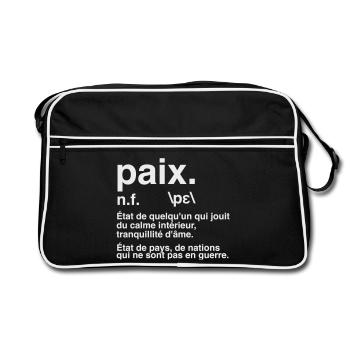 Paix Définition Style Dictionnaire - Sac Retro - noir/blanc - Devant