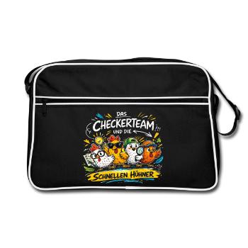 The checker team and the fast chickens - Retro Bag - black/white - Front