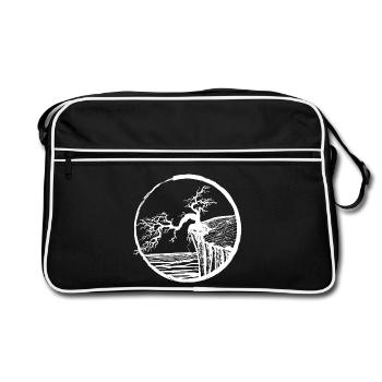 Landscape with tree on cliff edge - Retro Bag - black/white - Front