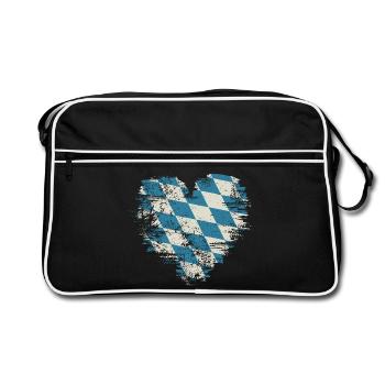 Cœur rétro Bavière avec motif de losanges bleu-blanc - Sac Retro - noir/blanc - Devant