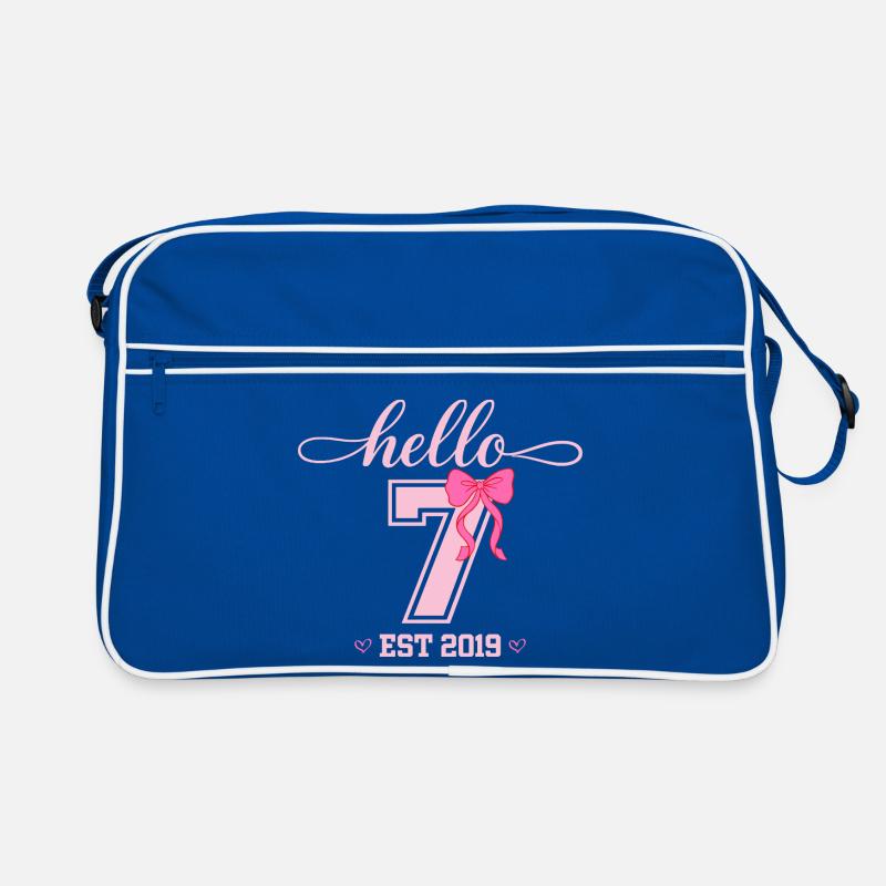 Hello 7 Est 2019 Mädchen Geburtstag Design Retro Tasche