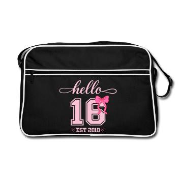 Bonjour 16 Est 2010 Girl Birthday Design - Sac Retro - noir/blanc - Devant