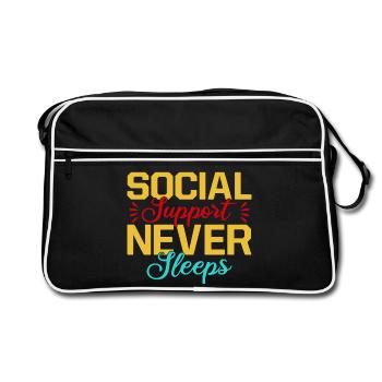 Social Worker Quote Support Never Sleeps Social - Retro Bag - black/white - Front