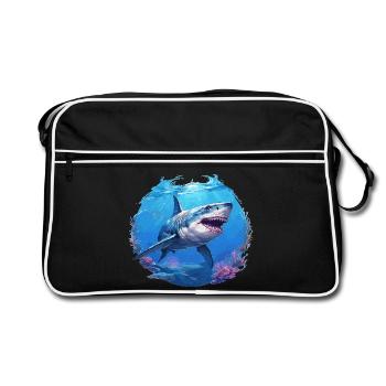 Weißer Haie Weißer Hai - Retro Tasche - Schwarz/Weiß - Vorne