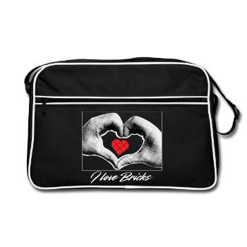 Heart in Hands Clamping Blocks - Retro Bag - black/white - Front