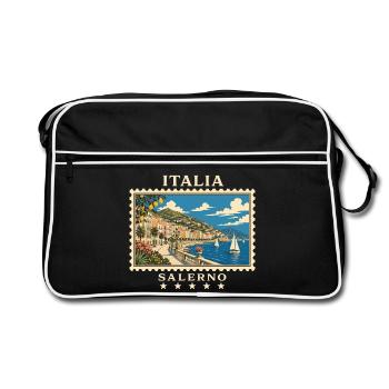 Italien Salerno Vintage Reisemarke - Retro Tasche - Schwarz/Weiß - Vorne